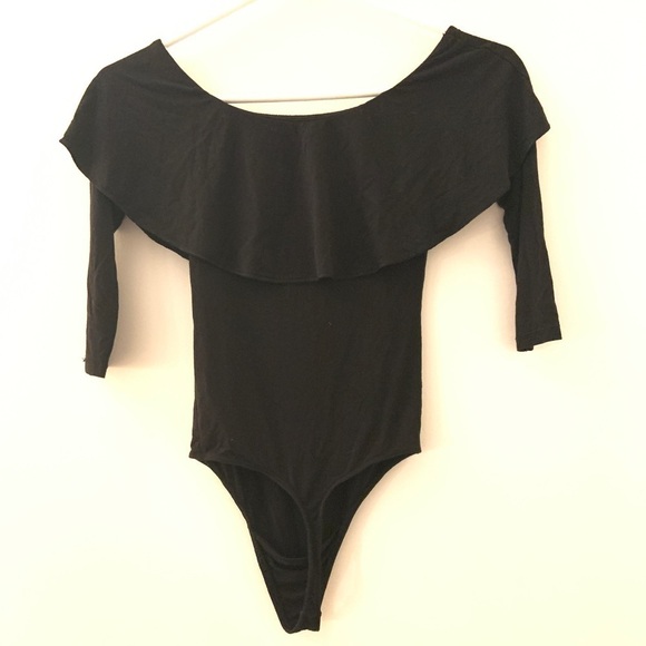 Aritzia Wilfred Womens XS Black Bodysuit 3/4 Sleeve Thong Jersey Stretch - Picture 1 of 5